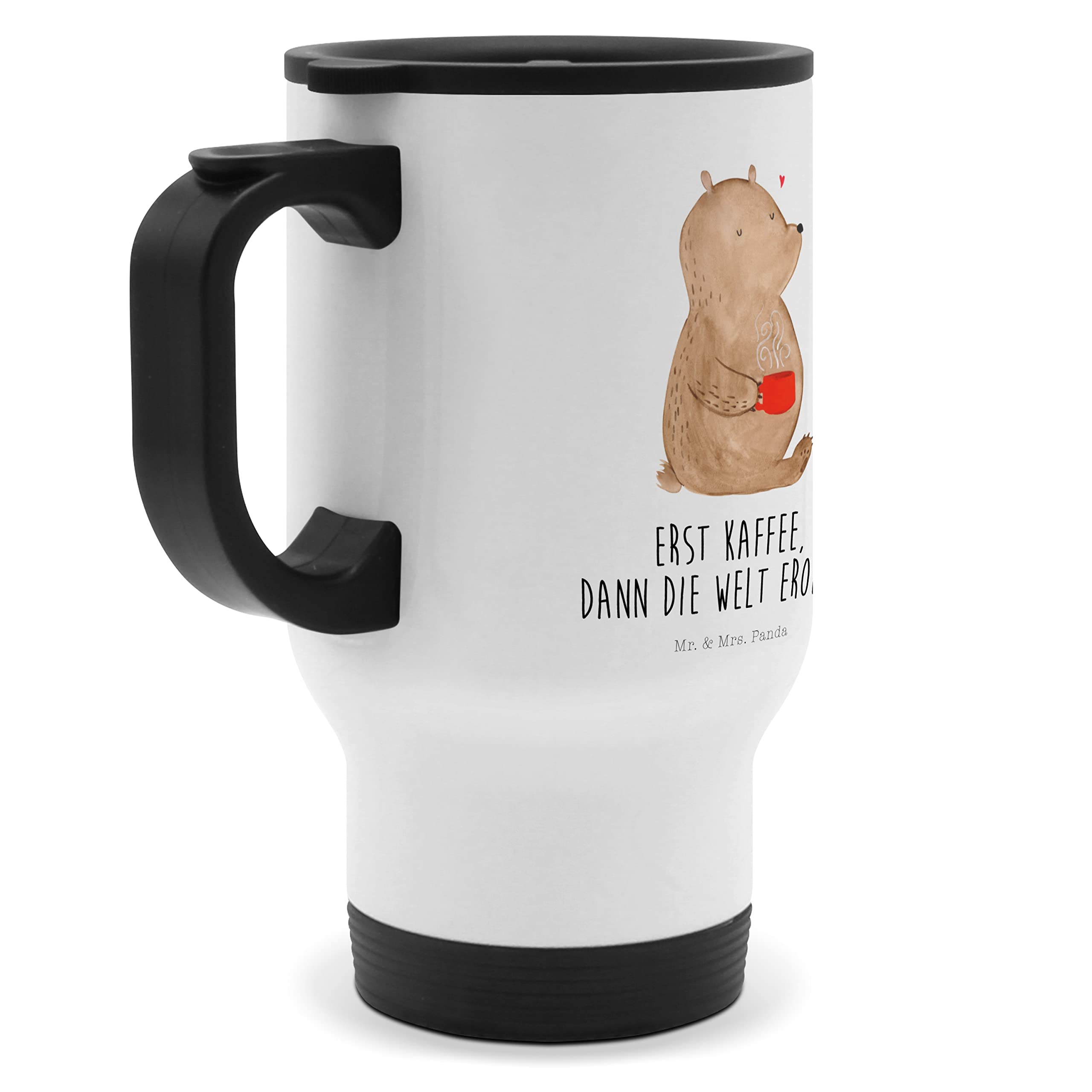 Mr. & Mrs. Panda XL Kaffeetasse Mit Bär-Motiv – 'Erst Kaffee, Dann Die Welt Erobern', Spülmaschinenfest