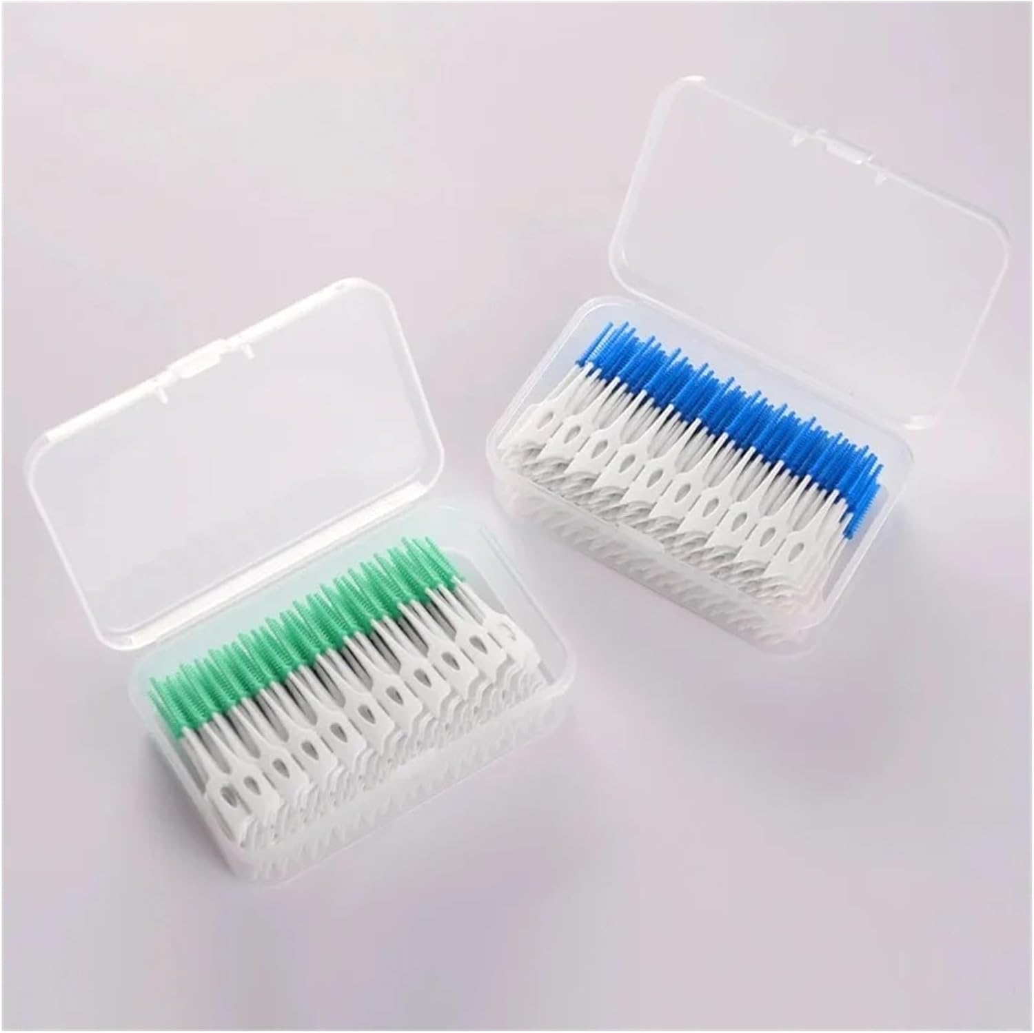 Manual Toothbrush Interdental Brushes 200 Units Dental Toothpicks Brush Between Teeth with Thread Cleaning Tools Toothbrush(Blue)