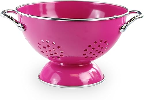 Miniatura 11 de Reston Lloyd, Cesta coladora de cocina de acero con recubrimiento en polvo de 1 cuarto de galón para drenar pasta, verduras y frutas, asas cromadas
