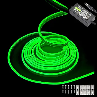 Green Neon LED Strip Lights, 16.4ft, Waterproof Flexible Light for Indoor/Outdoor Decoration