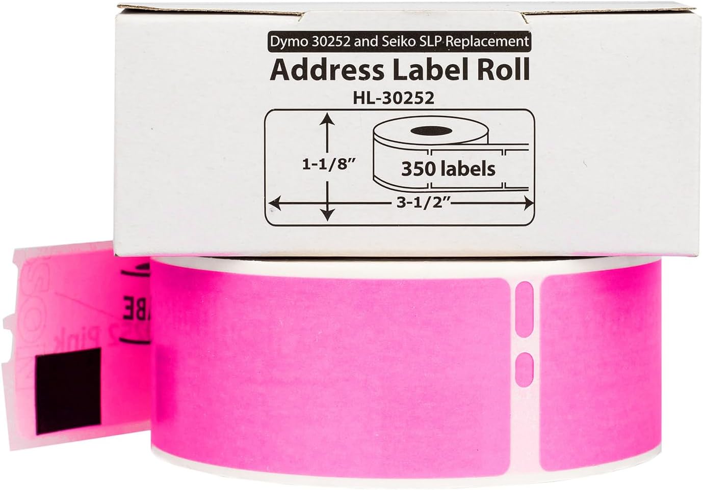 HOUSELABELS Compatible DYMO 30252 Pink Address Labels (1-1/8" x 3-1/2"), Strong Permanent Adhesive, Compatible with DYMO LW 450, 4XL, Rollo & Zebra Desktop Printers, 50 Rolls /17500 Labels