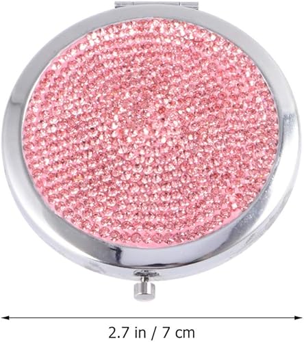 Miniatura 3 de Espejo redondo de 1 pieza, espejo compacto con bolsillo de diamantes de imitación, espejo cosmético de doble cara, espejo plegable redondo para