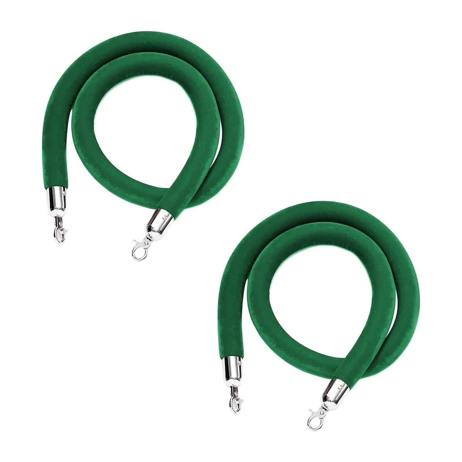 Ghkryd Green Barrier Rope, Crowd Control Barriers For Stanchion Posts Queue Pole,Rope Safety Barrier With Silver Hooks(,2.5M)