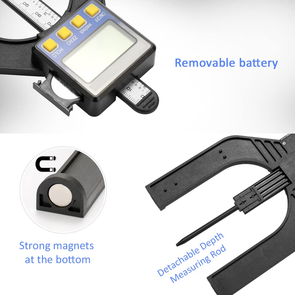 Messschieber,Hochgenaue LCD-Digitalanzeige Schiebesattel Messschieber Lineal Höhen- und Tiefenmesser mit Messbereich von 0-85 mm Boden mit Magneten