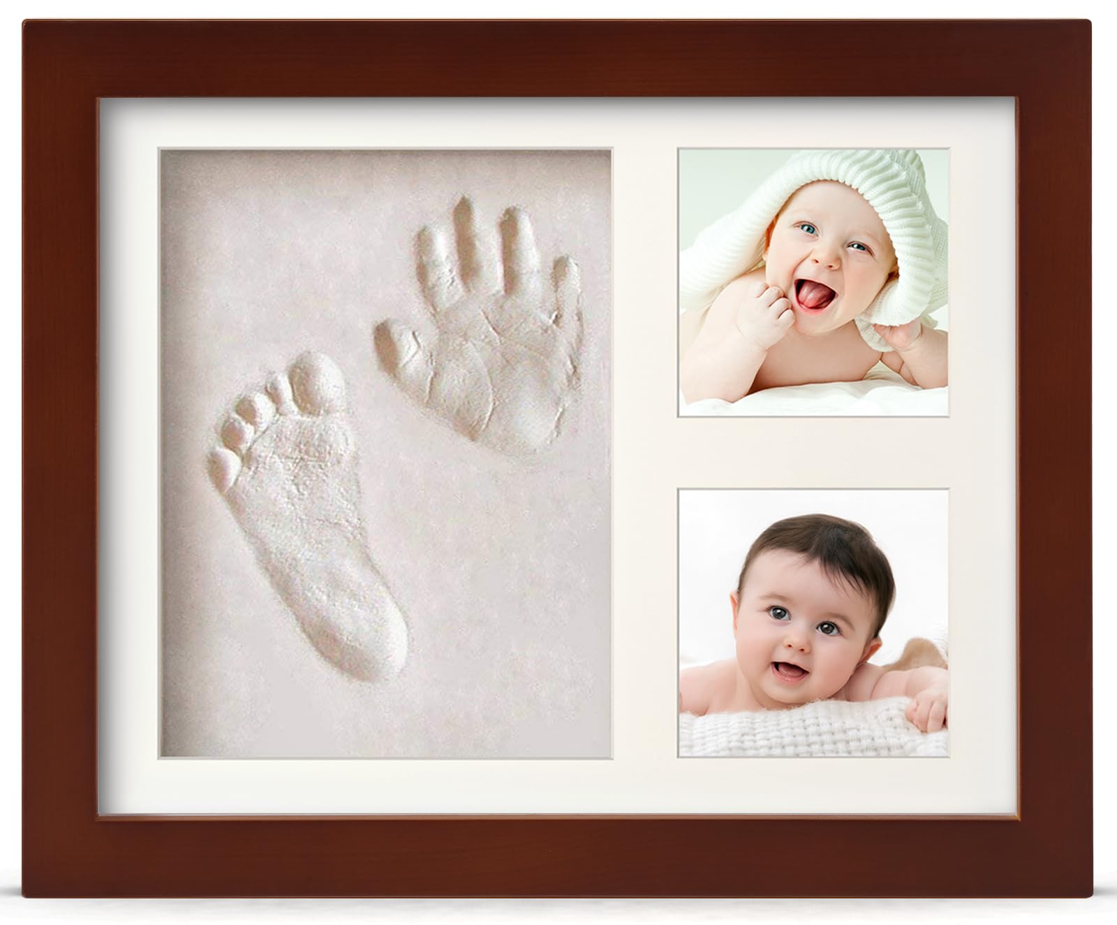 PewinGo Baby Handabdruck und Fußabdruck Set, Gipsabdruck Baby Hand und Fuß mit Echtholz Bilderrahmen- Perfekte Geschenkidee für Kleinkinder, Mütter und Väter, Erinnerungen für die Ewigkeit-Wlunt