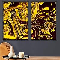 2 Piece Framed Canvas Wall Art Organic Fluids Canvas Prints Home Artwork Decoration for Living Room,Bedroom - 16