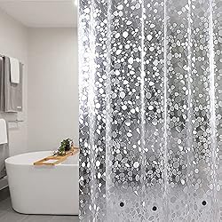 Cortina De Baño Pvc 3D Trimming Shop Cortina de Ducha con imanes Inferiores, Efecto guijarros, Efecto 3D, Resistente al Moho y al Moho, Cortina de Ducha de PVC con 12 Ganchos de Cortina, Impermeable, 180 cm x 200 cm