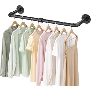 Clothes Rails for the Wall Industrial Clothes Rail Wall Mount 92 cm Durable Clothes Rails   Wardrobe Rail Wall Mount Made of Metal for Home Stores and Wardrobes