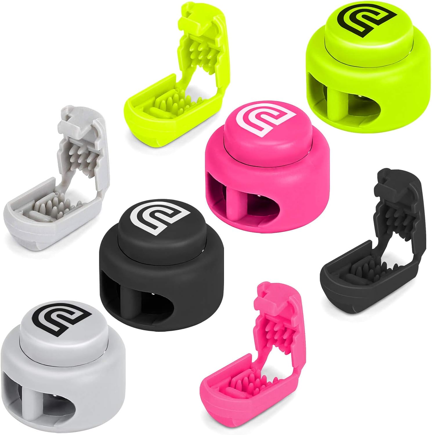 Cord Locks and End Clips for No Tie Shoelaces, Heavy Duty Toggle Stoppers for Drawstrings