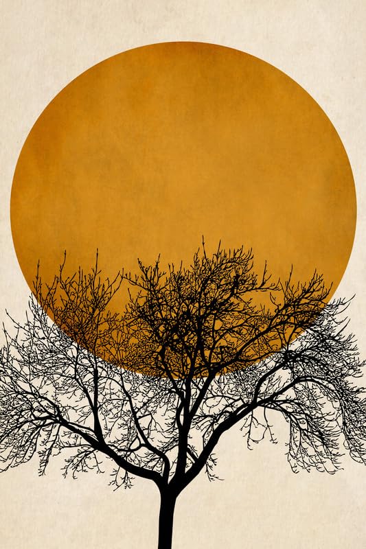 A.S. Création DD131778 obraz na płótnie drzewo z księżycem złoty i czarny — obraz ścienny w kolorze złotym, beżowym — 40 x 60 cm