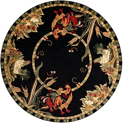 Image of Unique Loom Barnyard Collection Area Rug - Farm (13' Round, Black / Cream)