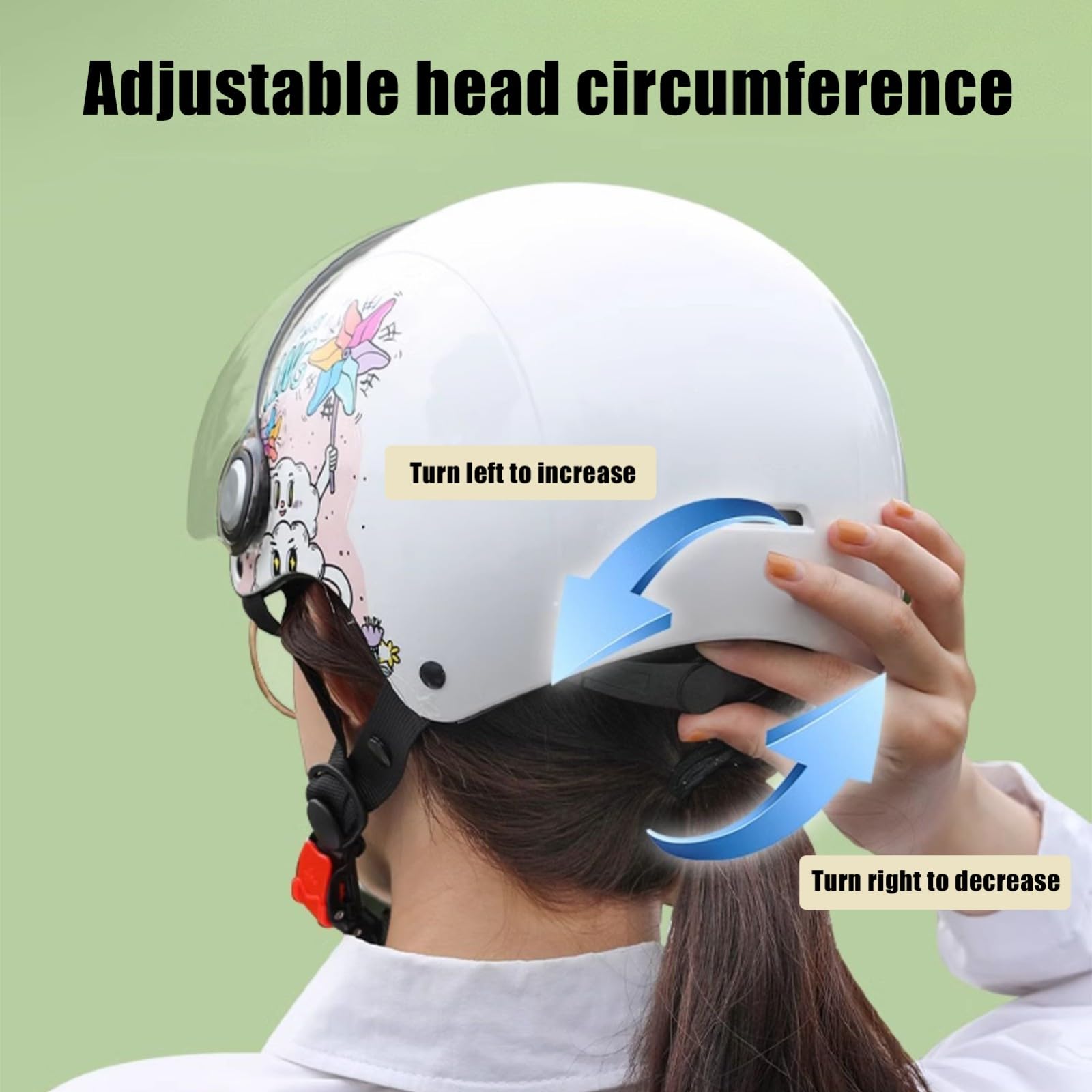 Kask motocyklowy 3/4 ze słodkim wzorem, certyfikat DOT/ECE, lekki kask motocyklowy z wizjerem i zdejmowanymi nausznikami z podszewką, otwarty kask motocyklowy do skutera