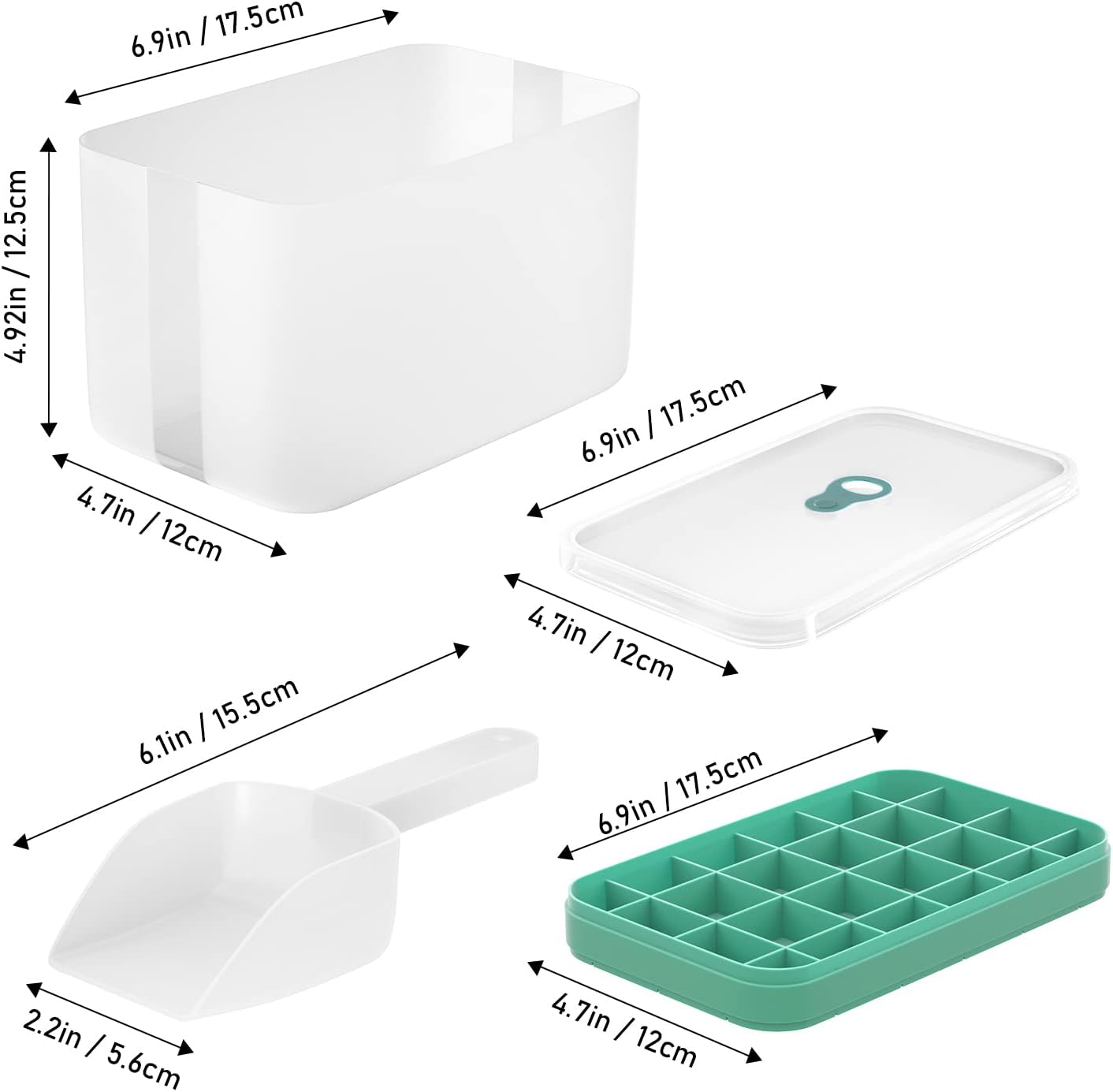 Ice Cube Tray, Silicone Ice Tray for Freezer, Ice Cube Tray with Lid and Storage Container