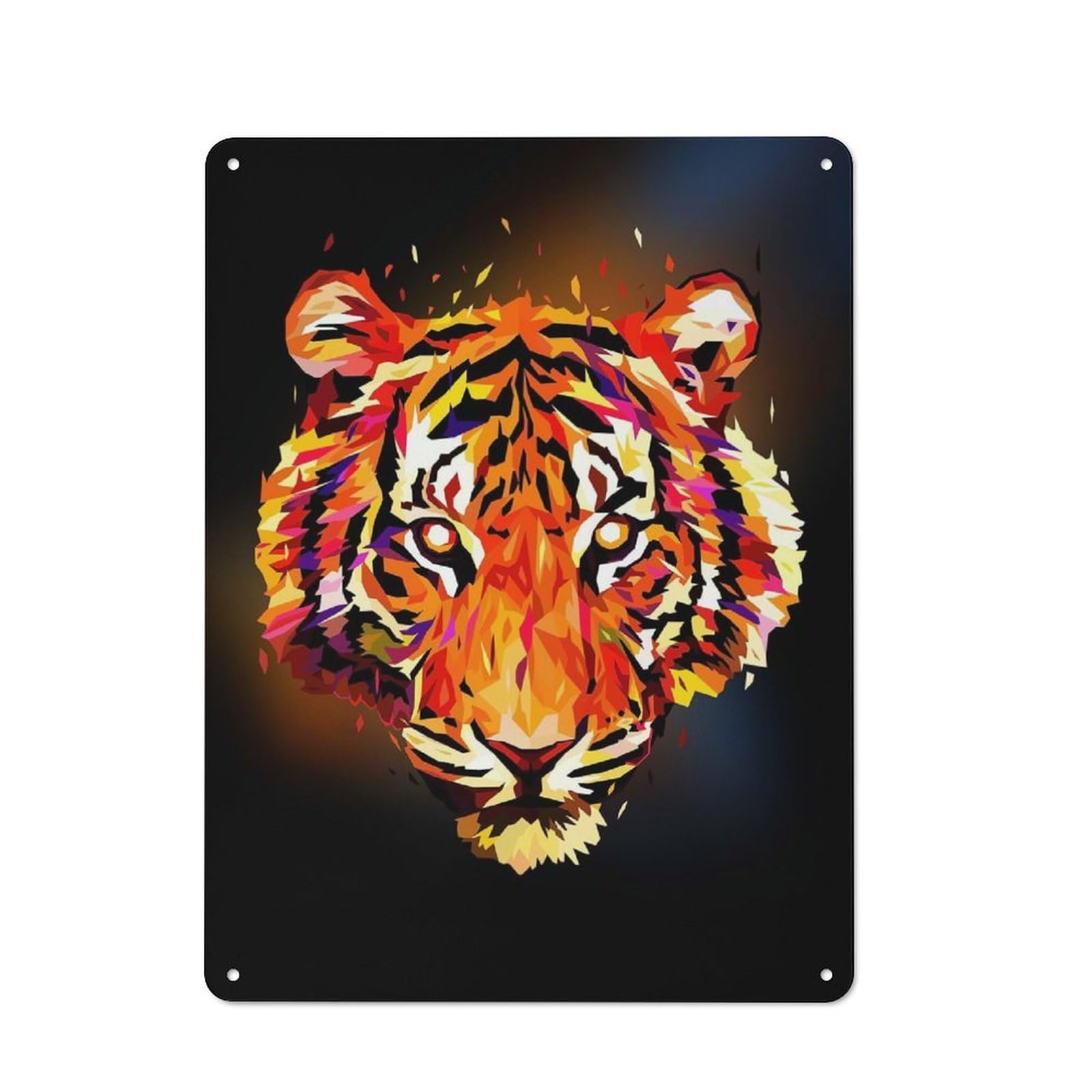 Junmoney Tiger Abstract Metal Wall Sign 40X30cm Featuring For Home Bar Wall, For Themed Interiors In Home Bars And Entertaining Spaces
