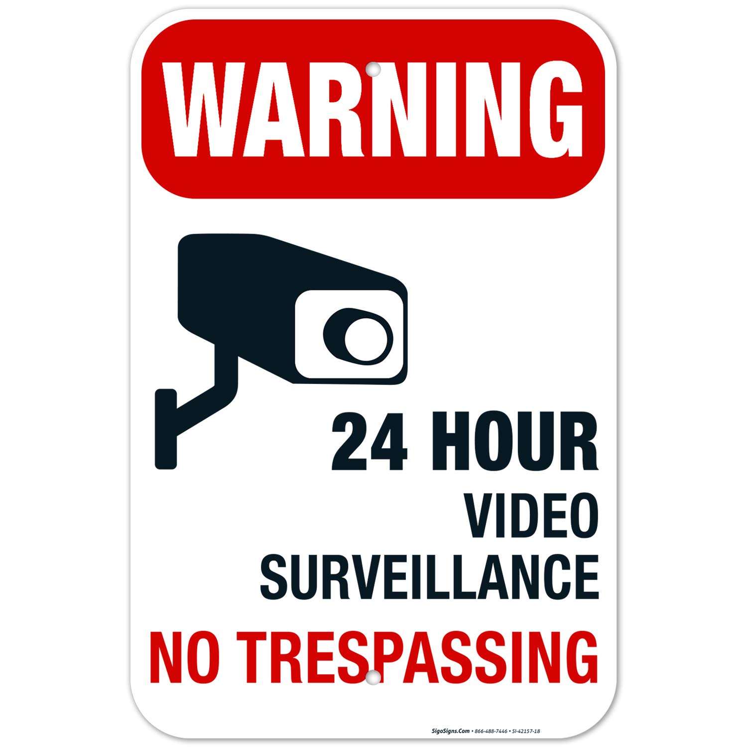Video Surveillance Sign, 12x18 Inches, Rust Free .063 Aluminum, Fade Resistant, Made in USA