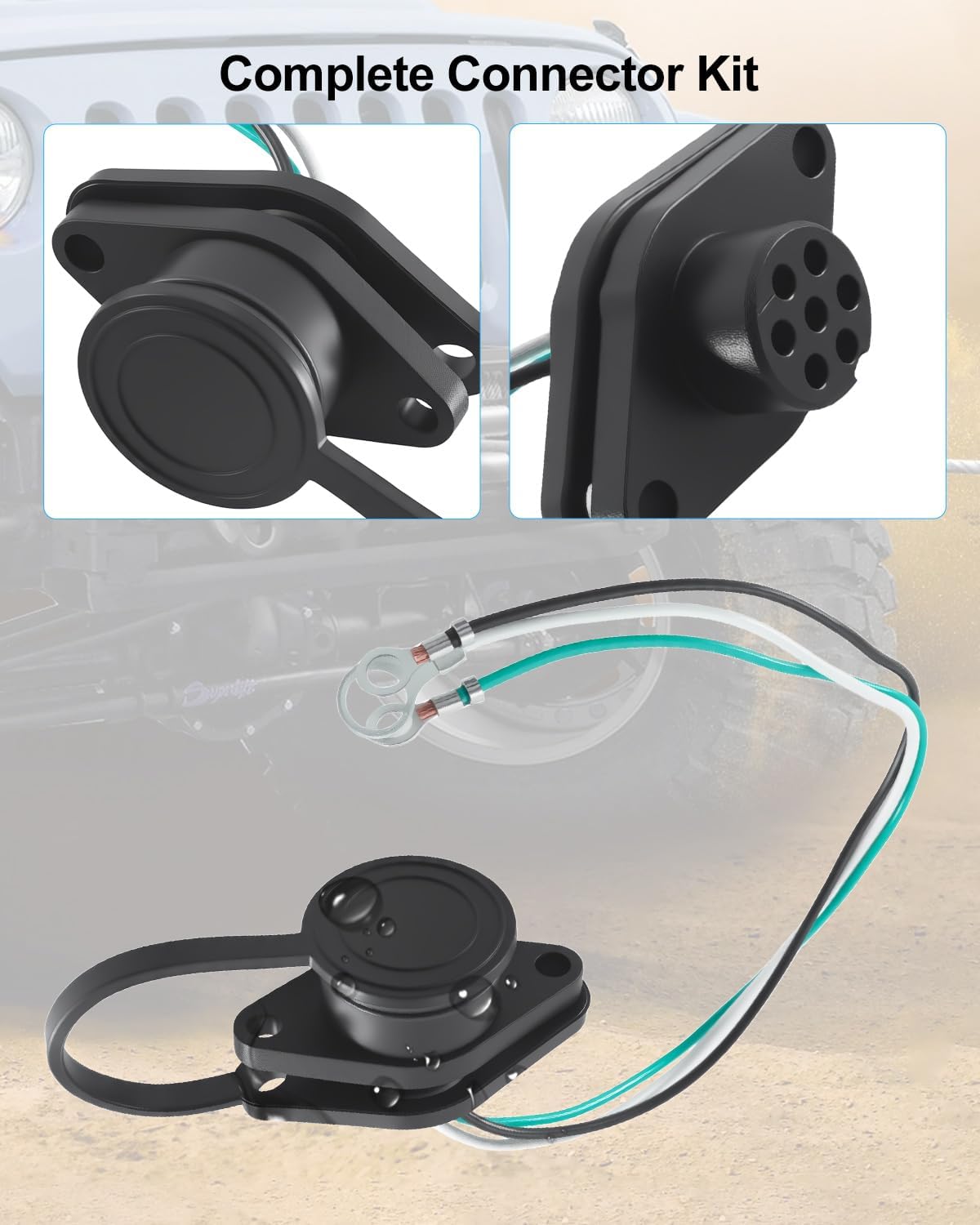 16296 Winch Component Accessory Remote Control Socket Assembly for 3 Wire Pin Applications, Winch Hand Control Female Socket Wiring Connector Harness (12V)