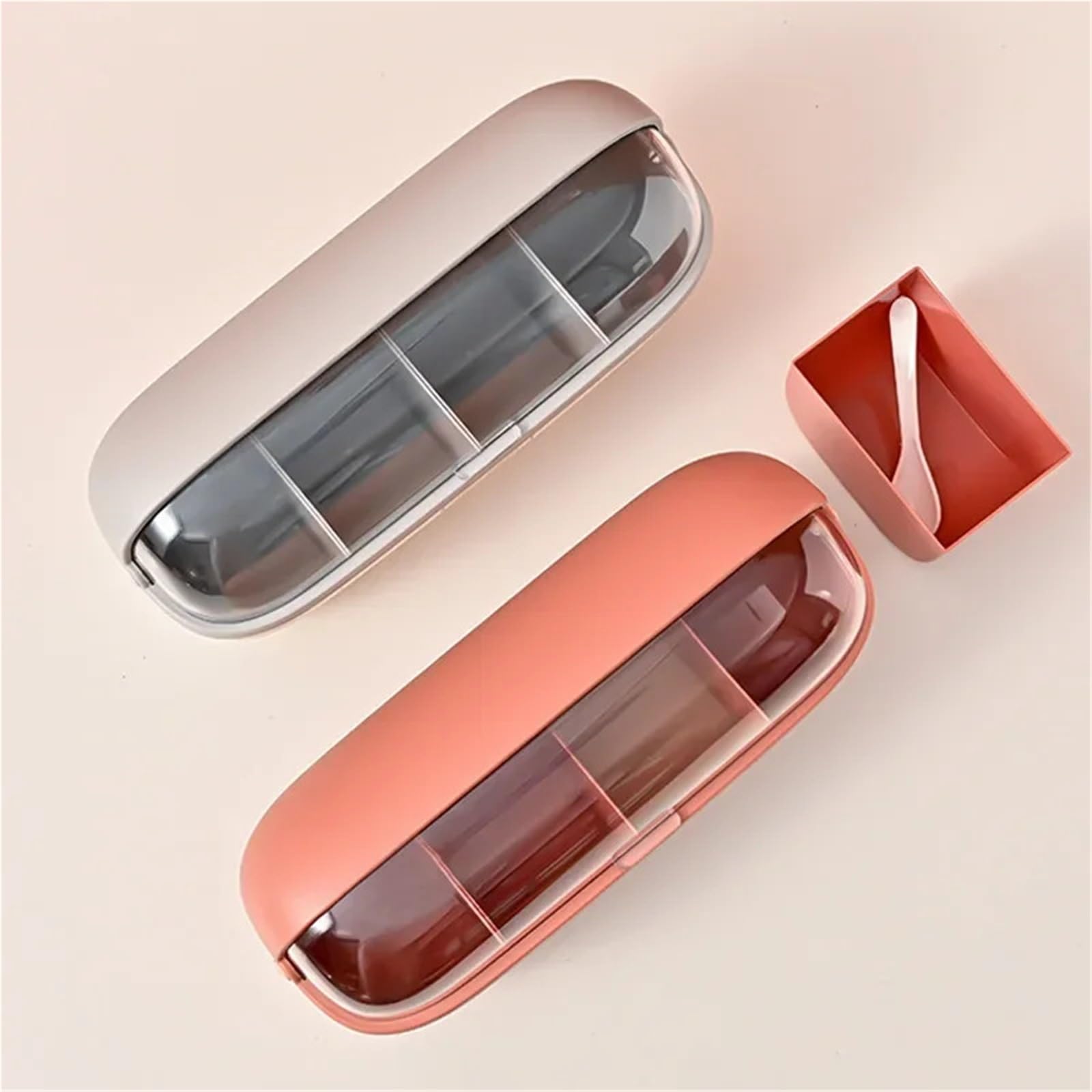 Scatola Di Condimento Barattolo di spezie Sale e pepe Set di contenitori for spezie Scatola di condimento ovale trasparente Portaspezie Strumenti for la conservazione della cucina Per la Cucina(Pink)