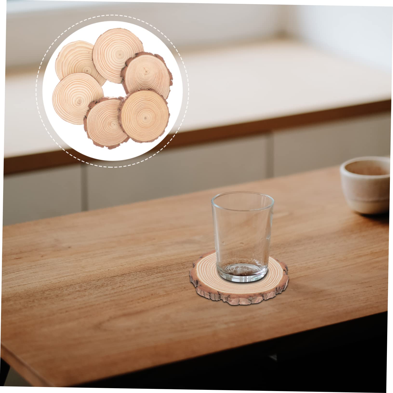 DOITOOL Rodajas de Madera sin Terminar Manualidades 6 Piezas Discos de Madera Natural Infantil Decoración de Hogar Bricolaje Creativo