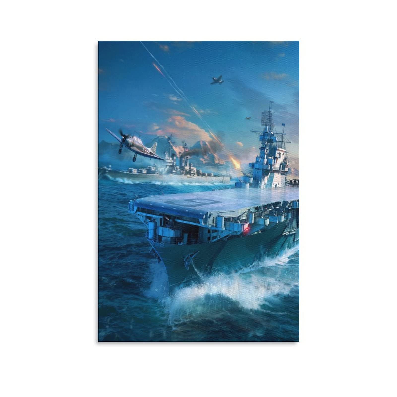 Military War Battleship WW2 Naval Battle 37 Canvas Poster Wall Art Decor Print Picture Paintings for Living Room Bedroom Decoration 16x24inchs(40x60cm)