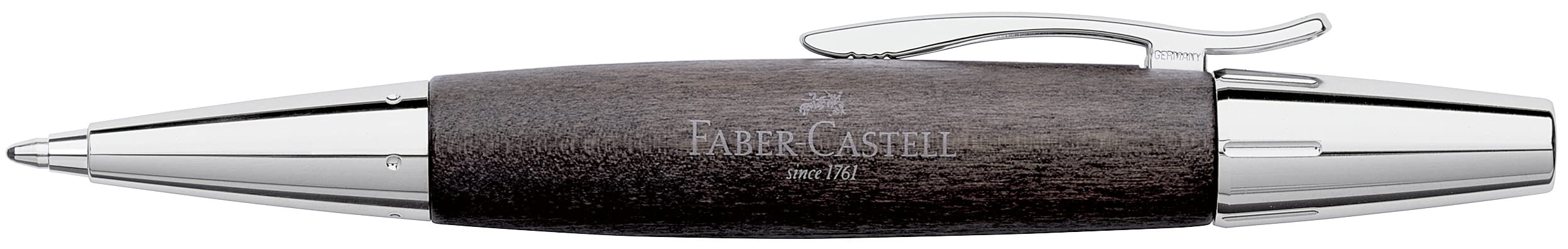 Faber-Castell 138383 Portamine e-motion chrome woodin legno di pero nero 148383 Penna a sfera e-motion chrome, legno di pero nero