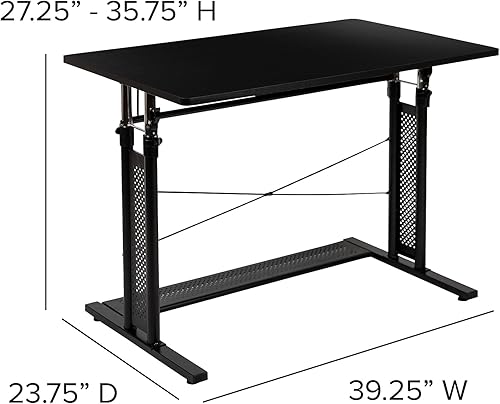 Miniatura 3 de Flash Furniture Fairway - Escritorio de oficina en casa, altura ajustable (27.25-35.75 pulgadas de alto), color negro