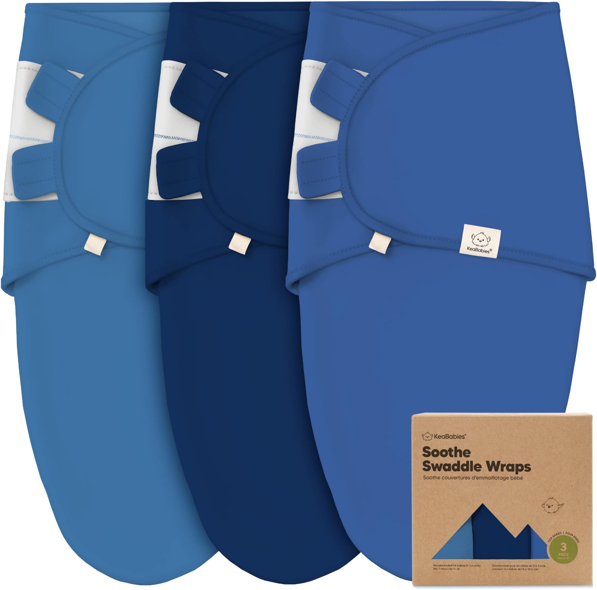 KeaBabies Unisex Baby Keababies Baby Swaddle Wrap with Zipper (pack of 3)