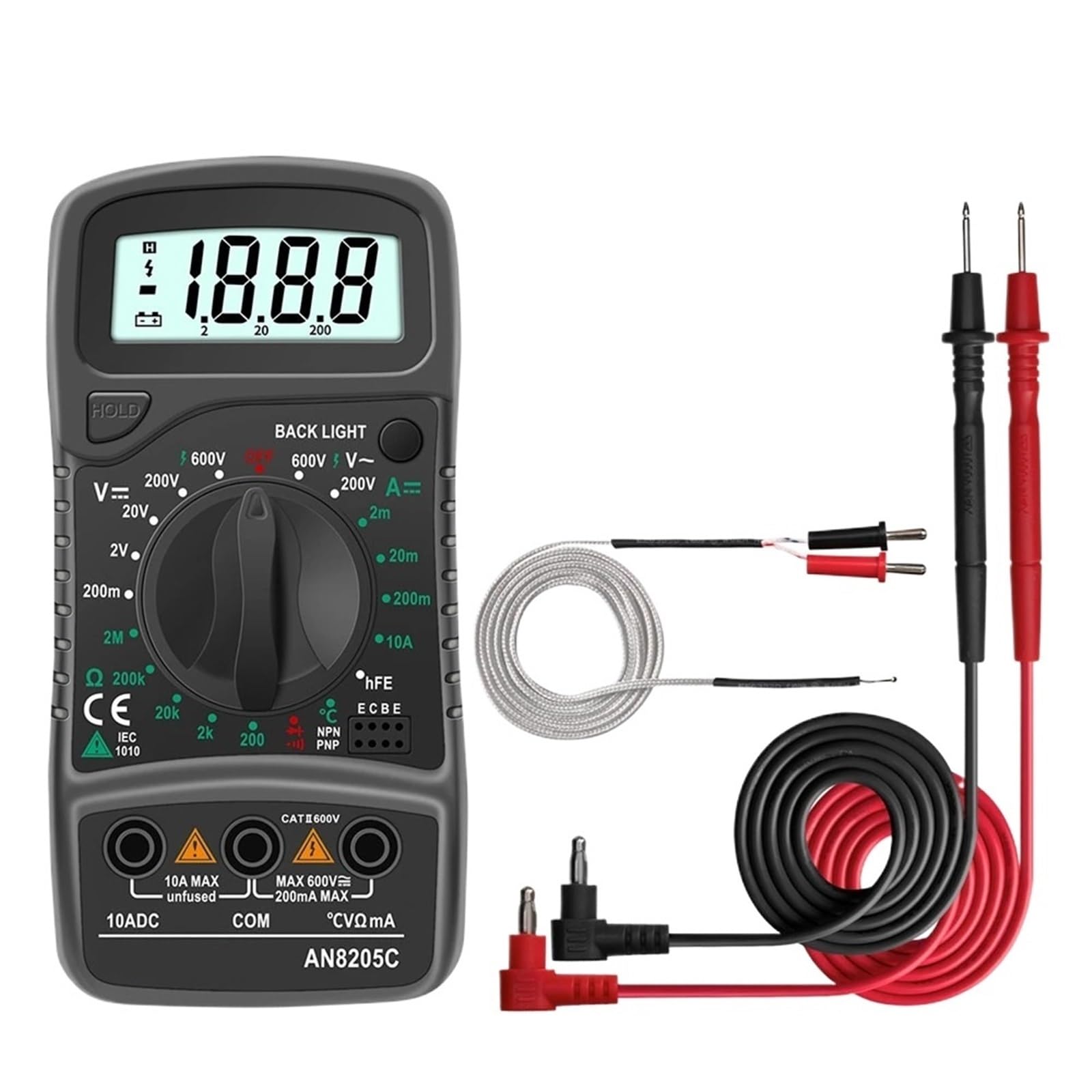 AN8205C Digital Multimeter AC/DC Ammeter Volt Ohm Tester Meter Multimetro With Thermocouple Backlight Portable