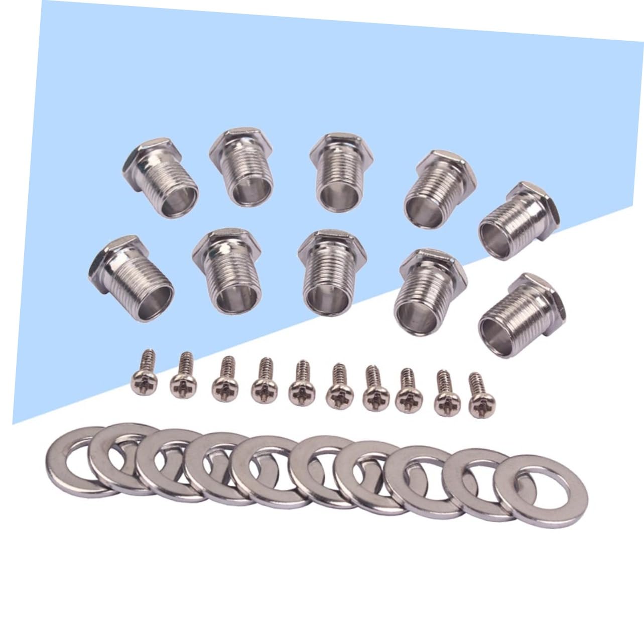 BESPORTBLE 1Set Threaded Bushing with Ferrules and Mounting Screws for Ukulele Guitar Tuning Peg Replacement Silver Accessories for Improved Sound and Playability