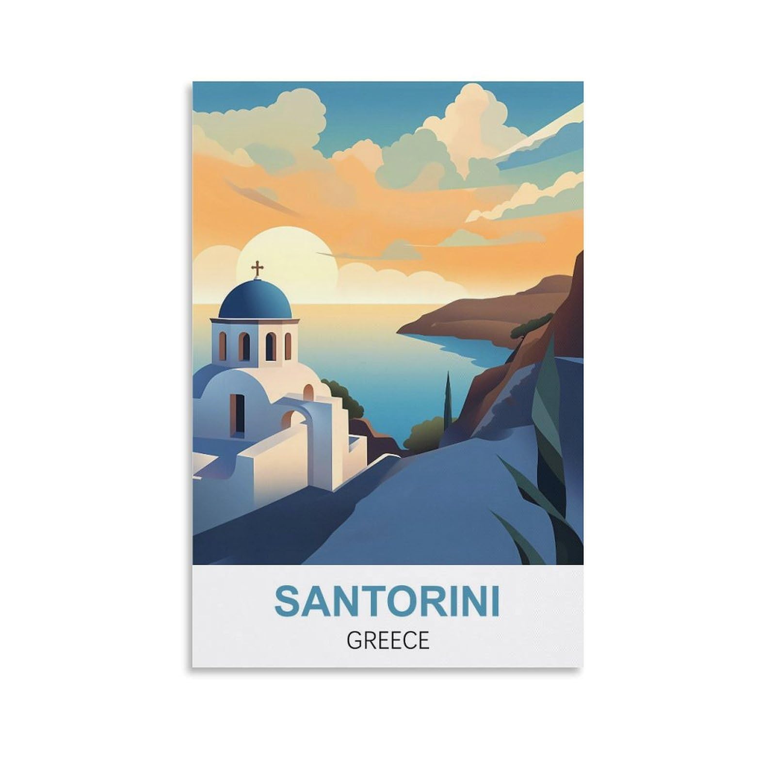 Ezmlfa A195 Diy Paint By Numbers For Adults Beginner Santorini Greece Paint By Numbers Oil Painting Canvas Print Wall Art Home Decoration 40X50cm