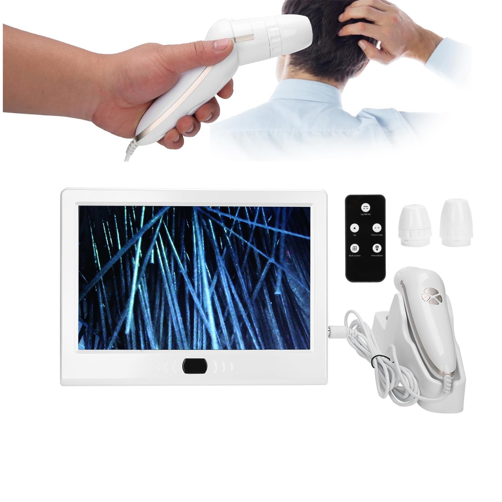 Dioche Skin Diagnosis Hair Analyzer, 12inch Skin Scalp Detector MultiFunctional Rechargeable Hair Follicle Skin Analyser Machine 110 240V (US Plug)