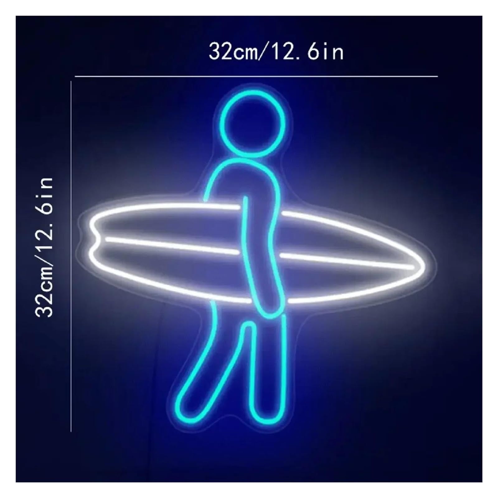Luci al neon Surfing per neon Light Aesthetic Store Home Decoration LED Sign Letter Hanging Art Decor per negozi di surf per bambini in camera da letto, festa, 32 cm ×