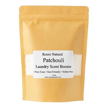 Patchouli In-Wash Laundry Scent Booster 16 oz by Roses Natural Long-Lasting Musky Fragrance Beads, Plant-Based & Non-Toxic Laundry Freshener, Fabric-Safe