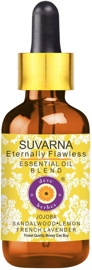 Suvarna - Fair & Flawless - Essential Oil Blend of Sandalwood, French Lavender & Lemon Essential oils in Jojoba Oil 10ml (0.33 oz)