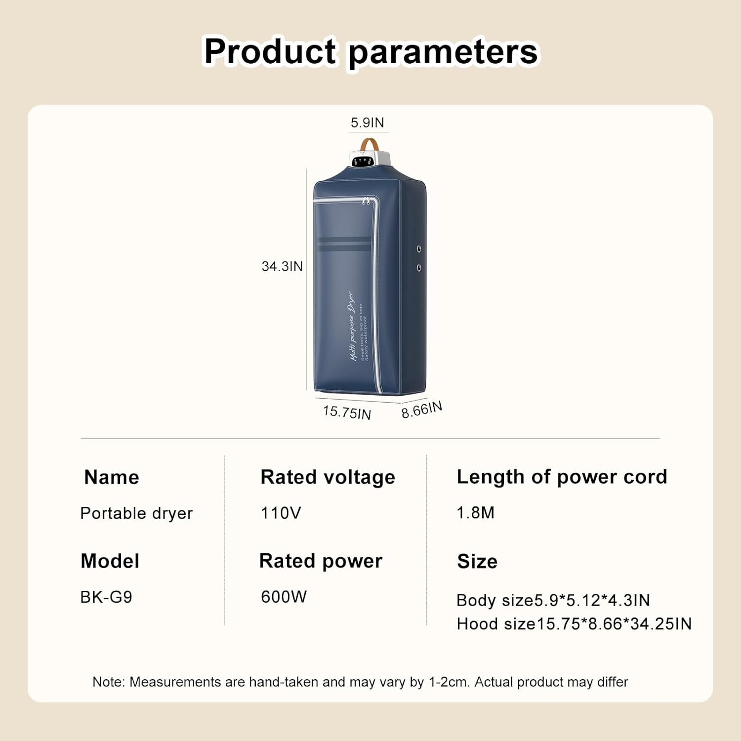 Portable Clothes Dryer, Mini Compact Dryer, Upgraded Fast-Drying Machine with Adjustable Timer & Wrinkle-Reducing Heat, for Travel, Apartment, Families, RV