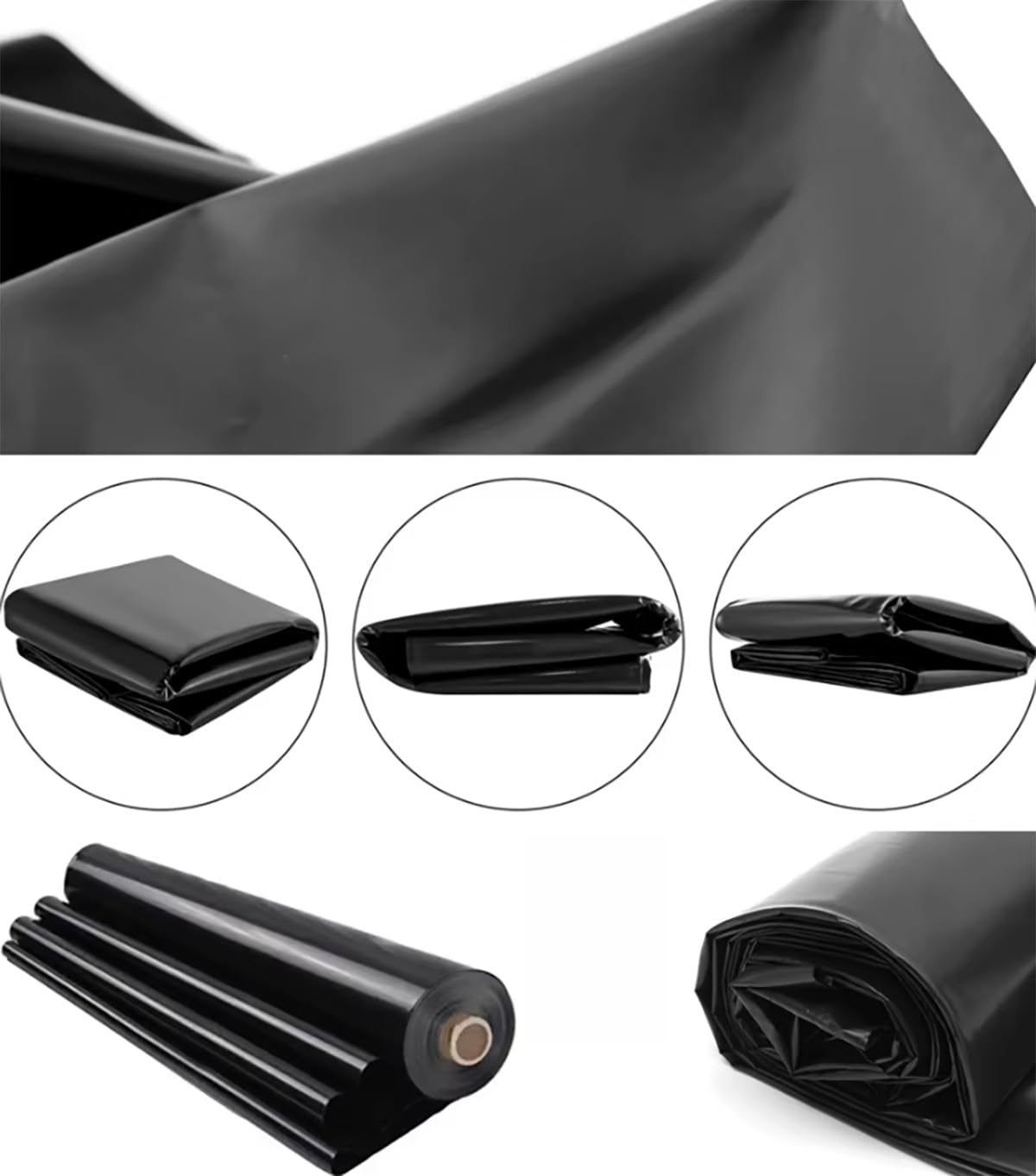 Rivestimenti per laghetti per laghetti esterni 20S Rivestimento per laghetto per pesci Membrana per giardino acquatico Easy Cutting Rivestimento per laghetto in HDPE nero per cascata (Size:10mx15m)