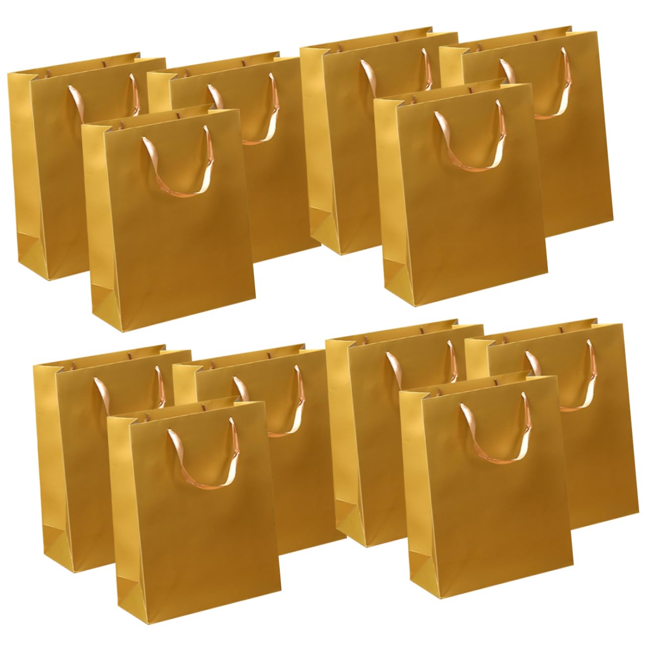 Mikinona Papiertüten in Gold Kraftpapier mit Großer Kapazität 12 Stück und Einfachem Falten Elegante Tragetaschen für Tägliche Aufbewahrung und Geschenkverpackung