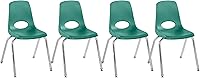 Vista 47 de FDP 10380-BK - Silla escolar apilable de 14 pulgadas, asiento apilable para estudiantes con patas de acero cromado y deslizadores de bolas