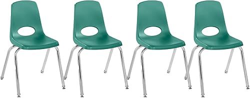 Miniatura 47 de FDP 10380-BK - Silla escolar apilable de 14 pulgadas, asiento apilable para estudiantes con patas de acero cromado y deslizadores de bolas