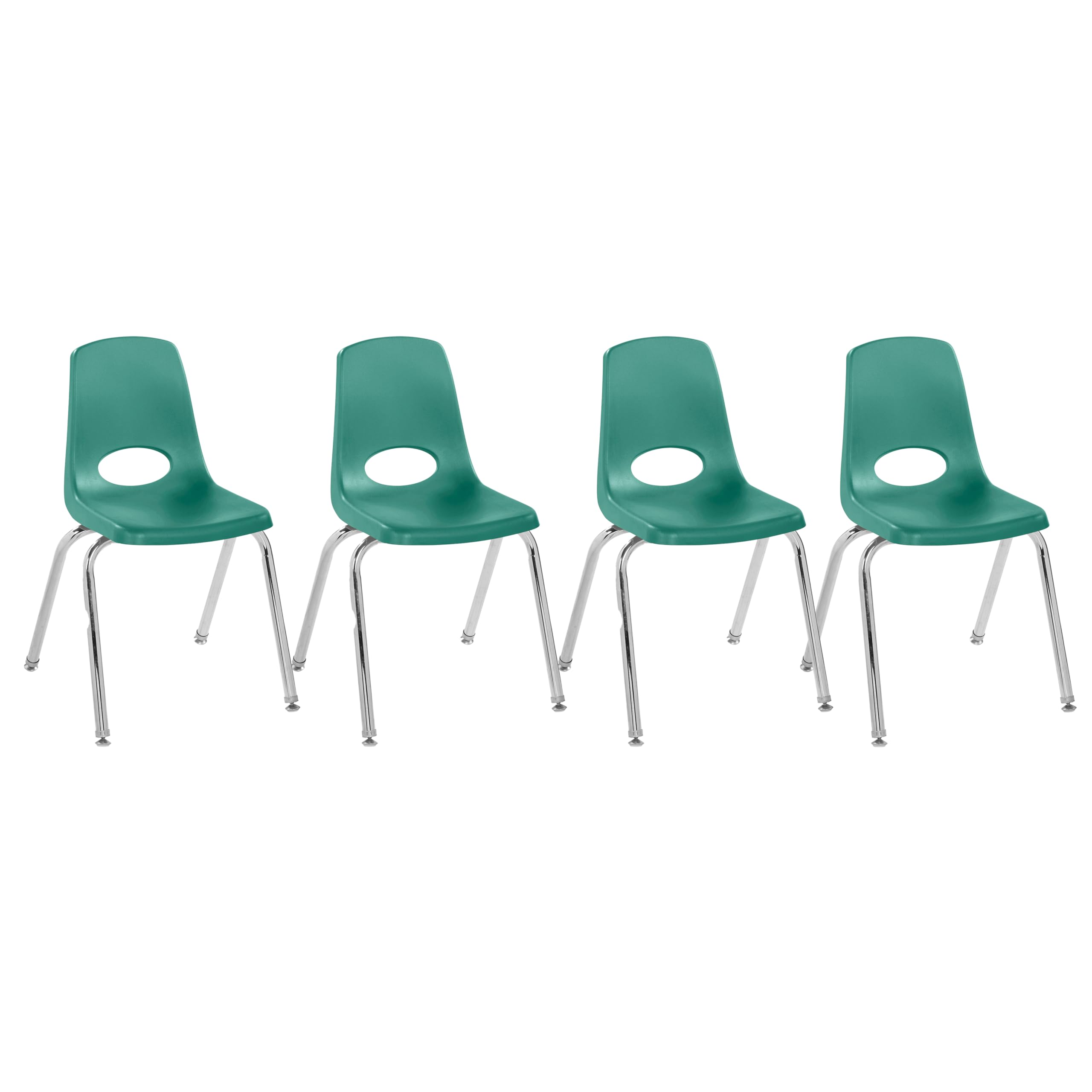 FDP 16" School Stack Chair with Swivel Glides, Green, 4-Pack, 10383-GN