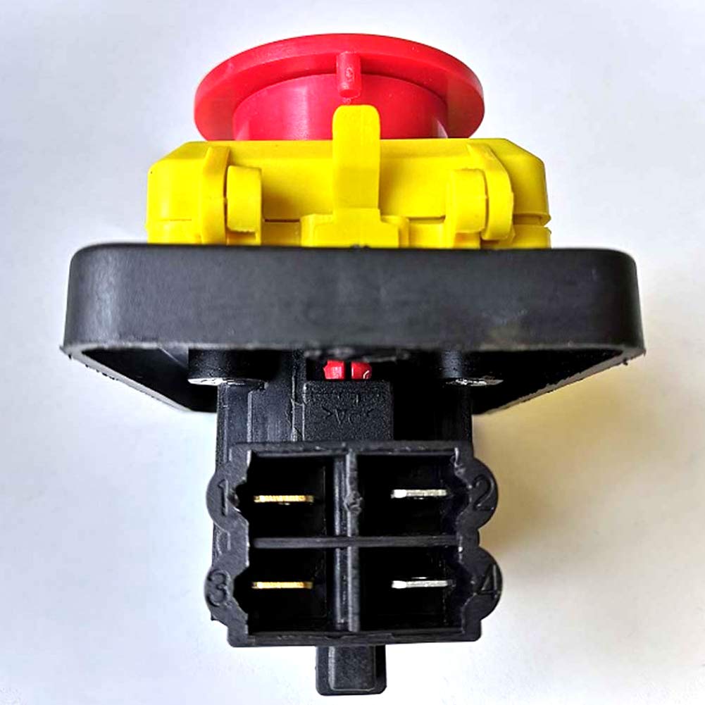 CK5 125V 16(12) A 4 Pins Electromagnetic Push Button Switch Waterproof ON-Off Electric Tool Switch Emergency Stop Pushbutton Switches for Industrial Wood and Metal Cutting Machine Equipment