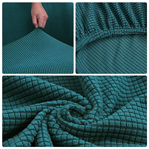 Image of SearchI Club Chair Slipcover Stretch Barrel Chair Covers Jacquard Tub Chair Slipcovers Spandex Armchair Sofa Cover Removable Couch Furniture Protector Arm Chair Cover for Living Room(Emerald Green)