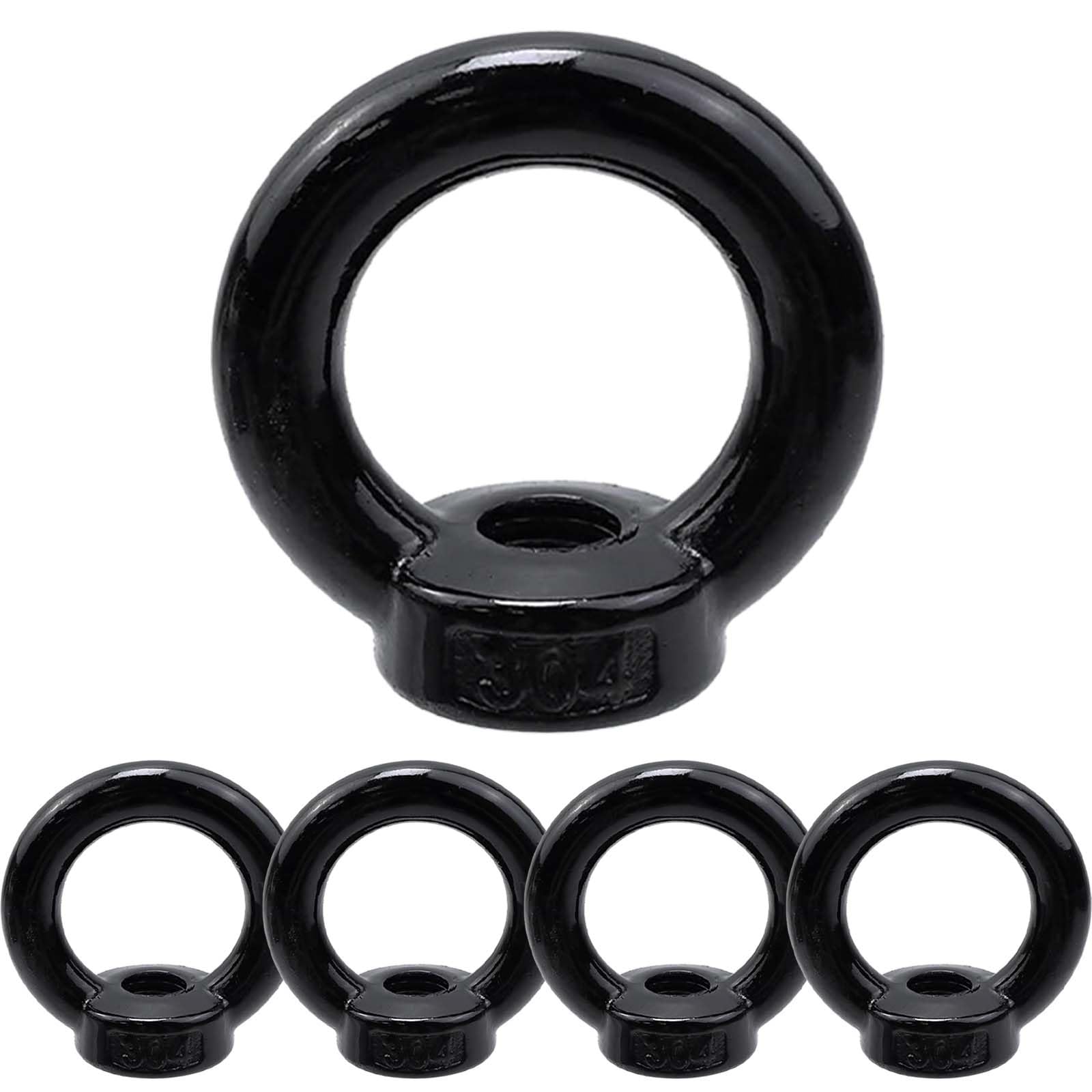 ORTAVA 5 dadi ad anello M6, dado con occhiello in acciaio inox, dado oculare, occhielli M6, acciaio inox A2 V2A, ossido nero, per appendere e fissare