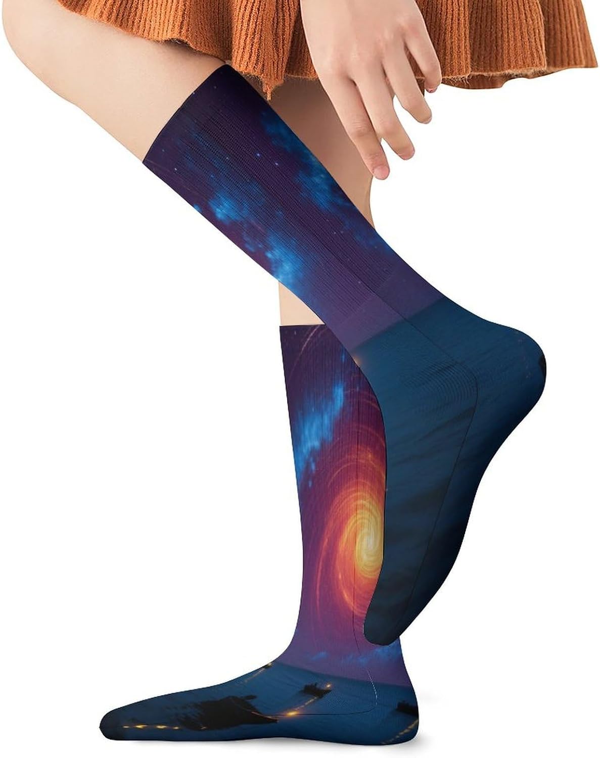 Fishing Boat Star Vortex Crew Socks High Stocking Thermal Socks | Tube Socks-Breathable-Moisture-Soft-wicking for Hospital Pilates Yoga for women men Grippy for office and daily walking