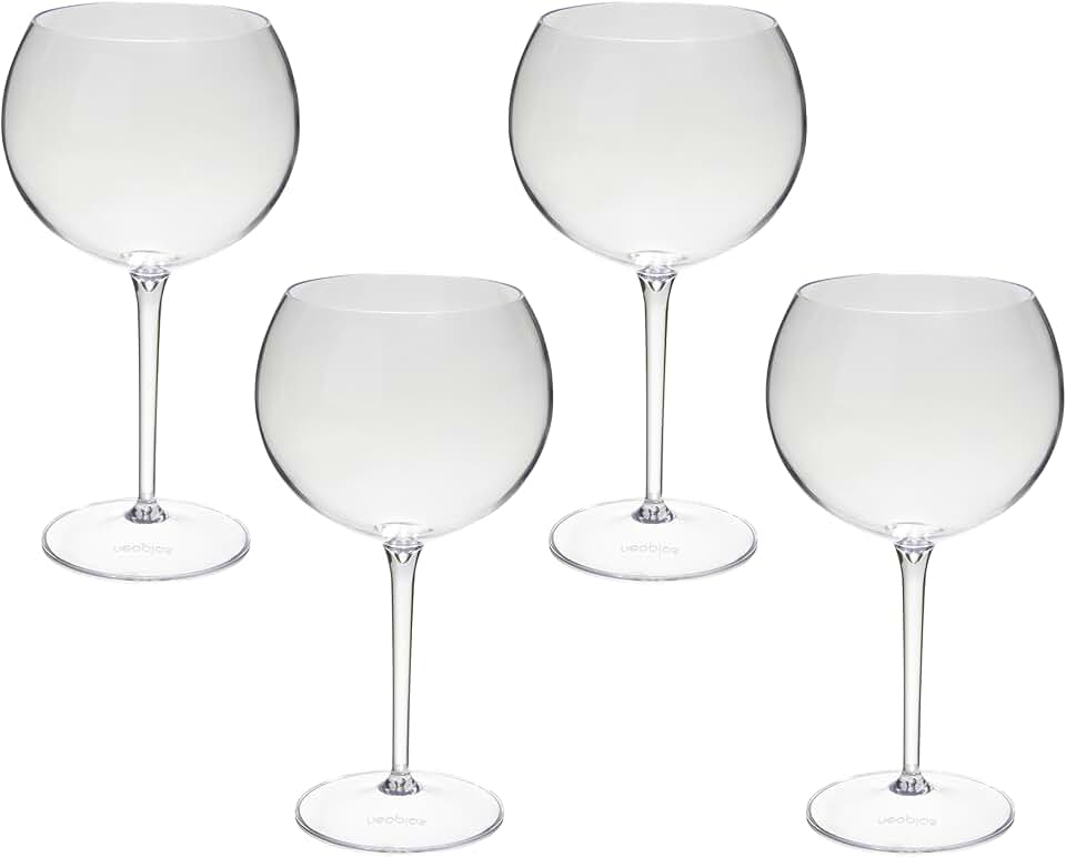 Taça De Gin 600ml Kit 4pçs Acrílico Alto Padrão Resistente (TRANSPARENTE)
