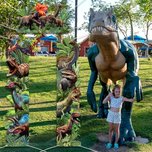 Tiamon 3 Pcs Dinosaur Door Decorations Dino Porch Banner Dinosaur Birthday Party Backdrop Jungle Safari Hanging Decorations Photo Booth Props Supplies for Window Wall Baby Shower, 72.8 x 35.4 in by Tiamon - Image 6
