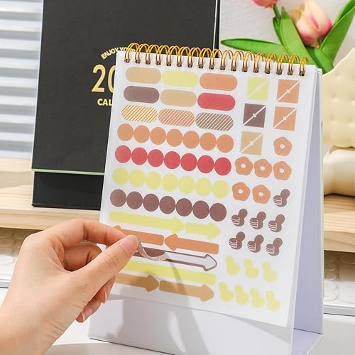 Miniatura 9 de Calendario de escritorio pequeño 2024, funciona desde ahora hasta diciembre de 2024, calendario de escritorio con tapa de pie, anillo de metal,