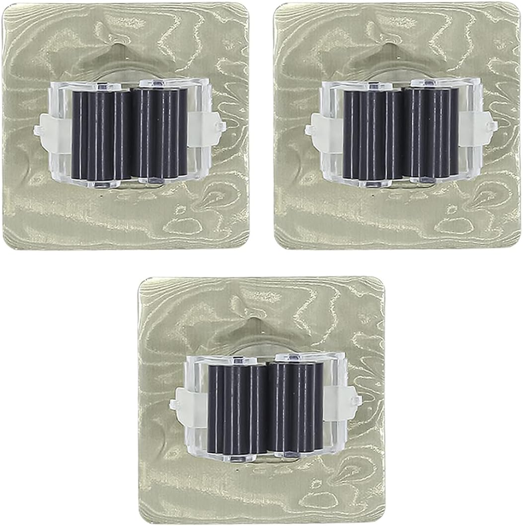 3-Pack Broom and Mop Holder Wall Mount – No-Drill Self-Adhesive Grippers, Anti-Slip Organizer for Kitchen, Laundry Room, Bathroom, or Garden Tools