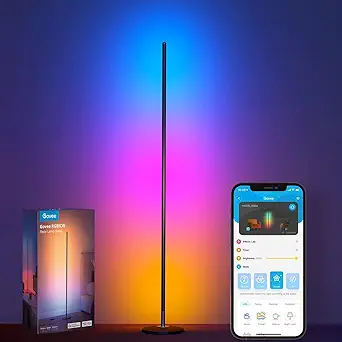 Govee RGBIC Floor Lamp, LED Corner Lamp Works with Alexa, Smart Modern Floor Lamp with Music Sync and 16 Million DIY Colors, Ambiance Color Changing Standing Lamp for Bedroom Living Room Gaming Room