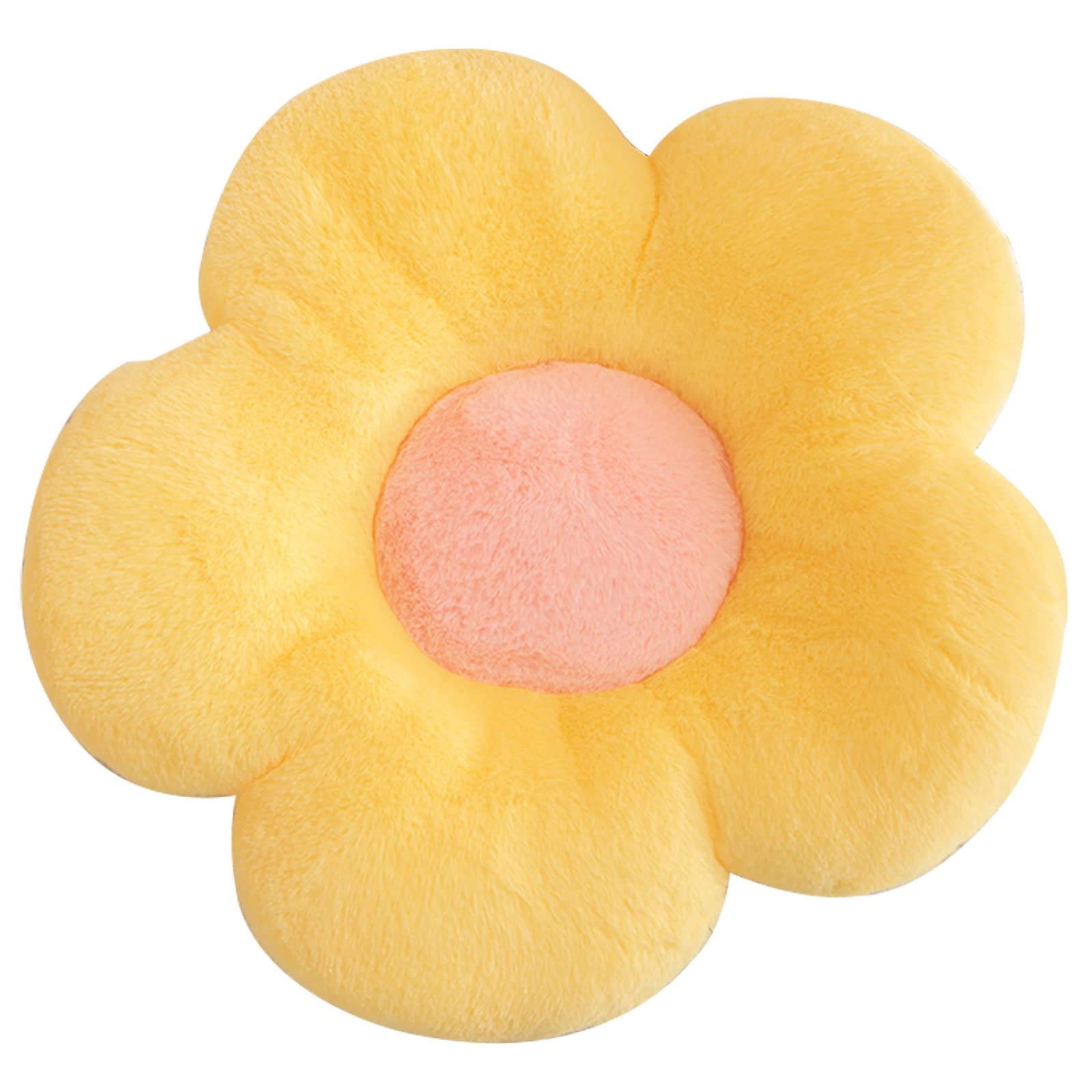 Set 2 Cuscini Da Seduta A Forma Di Margherita 40 Cm - Morbido Peluche Rosa E Giallo, Per Auto, Divano, Camera E Ufficio - 5