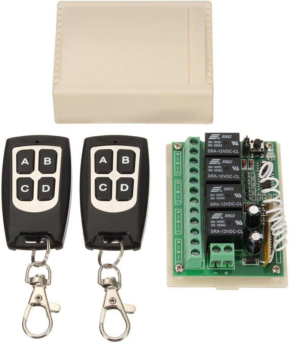 12V 4CH Channel 433Mhz Wireless Remote Control Switch Integrated Circuit with 2 Transmitter DIY Replace Parts Tool Kits